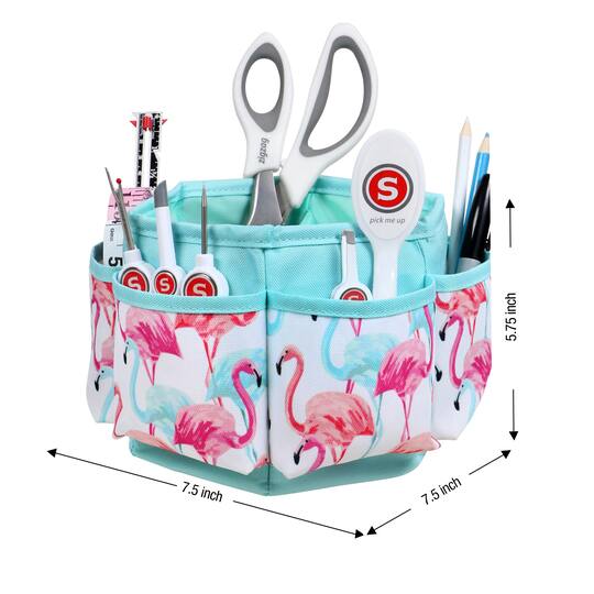 SINGER® Flamingo Print Sewing Spinning Tabletop Organizer